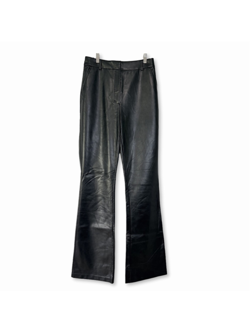 AMERICAN TALL Black Faux Vegan Leather High Rise Pants Women's Size 12 XT